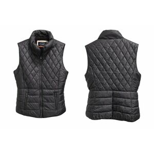 Cavalini Originals Womens Black Quilted Puffer Vest Fleece Lined PXL Full Zip